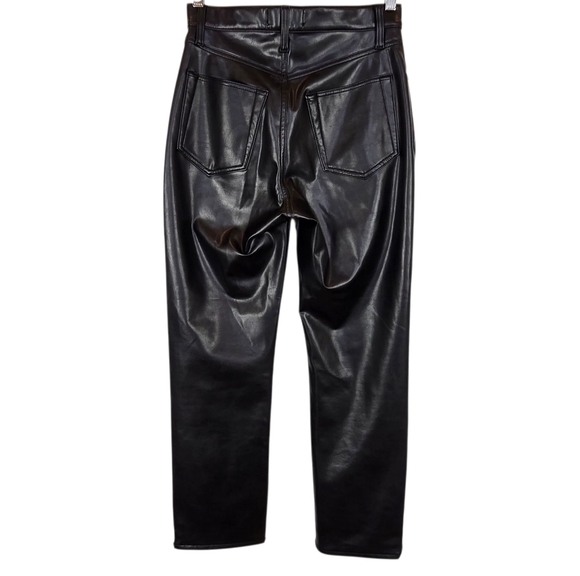 Abercrombie & Fitch Faux Leather Ankle Straight Ultra High Rise Jean Black 27 4 - Picture 8 of 16